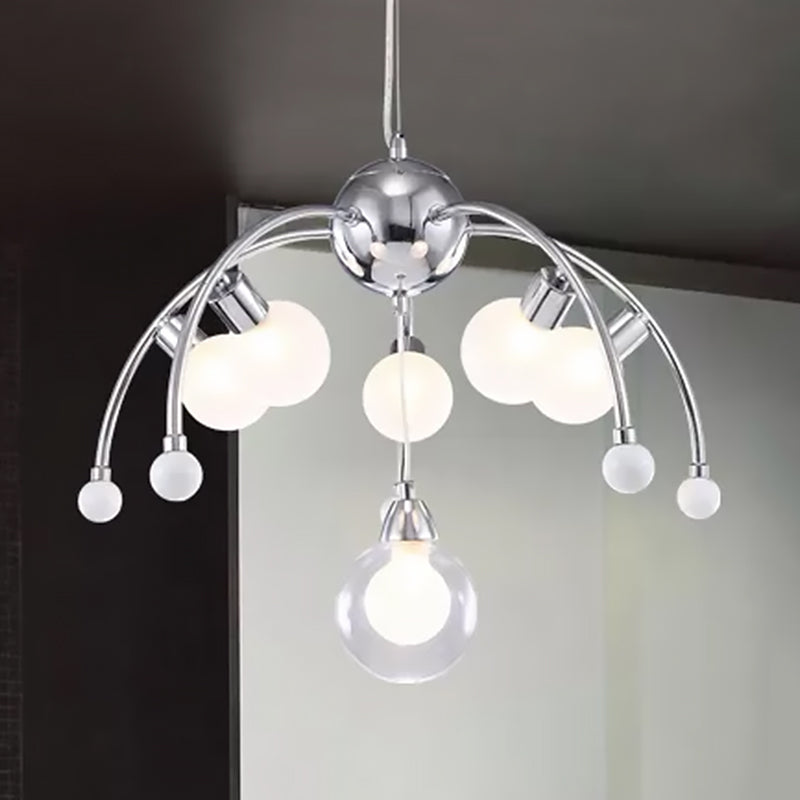 Modern Chrome Bubble Chandelier With White Glass And Led Lights - 6/9 Light Ceiling Fixture 6 /