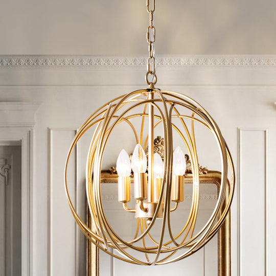 Vintage Style Metallic Orbit Chandelier - Indoor Ceiling Lamp With 3 Lights And Adjustable Chain