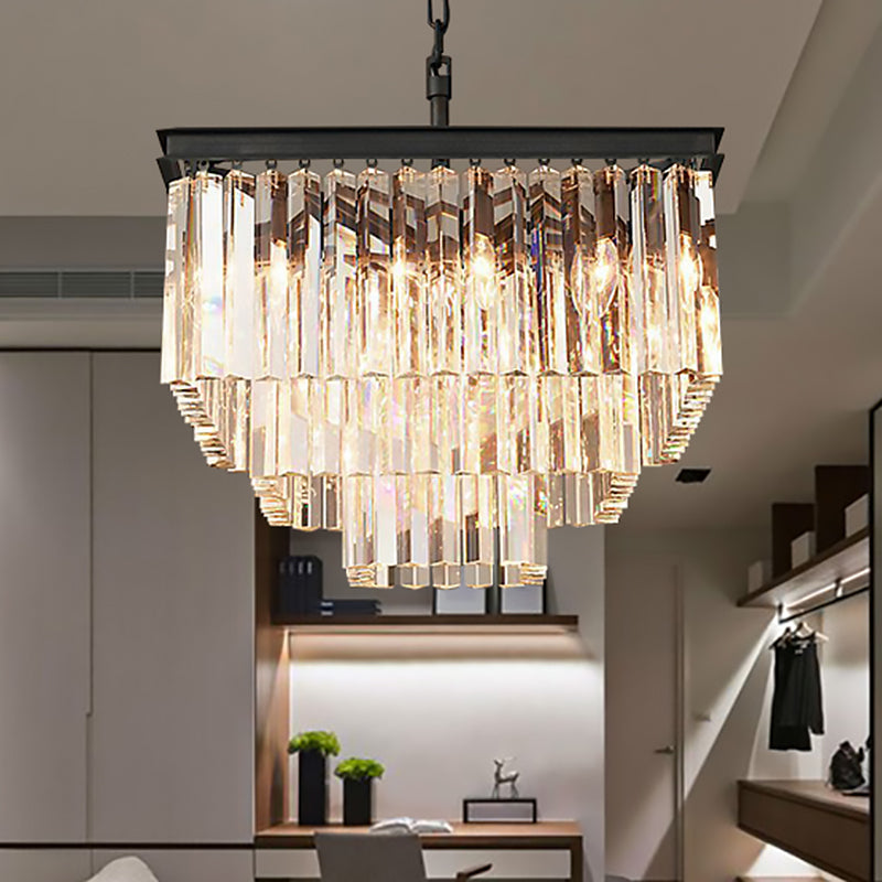 Modern 3/5/7-Tier Living Room Chandelier With Clear Crystal Shade And Led Suspension Pendant Various