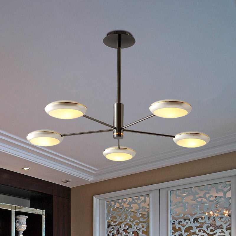 Modern Silver 5-Light Disc Hanging Ceiling Chandelier For Dining Rooms