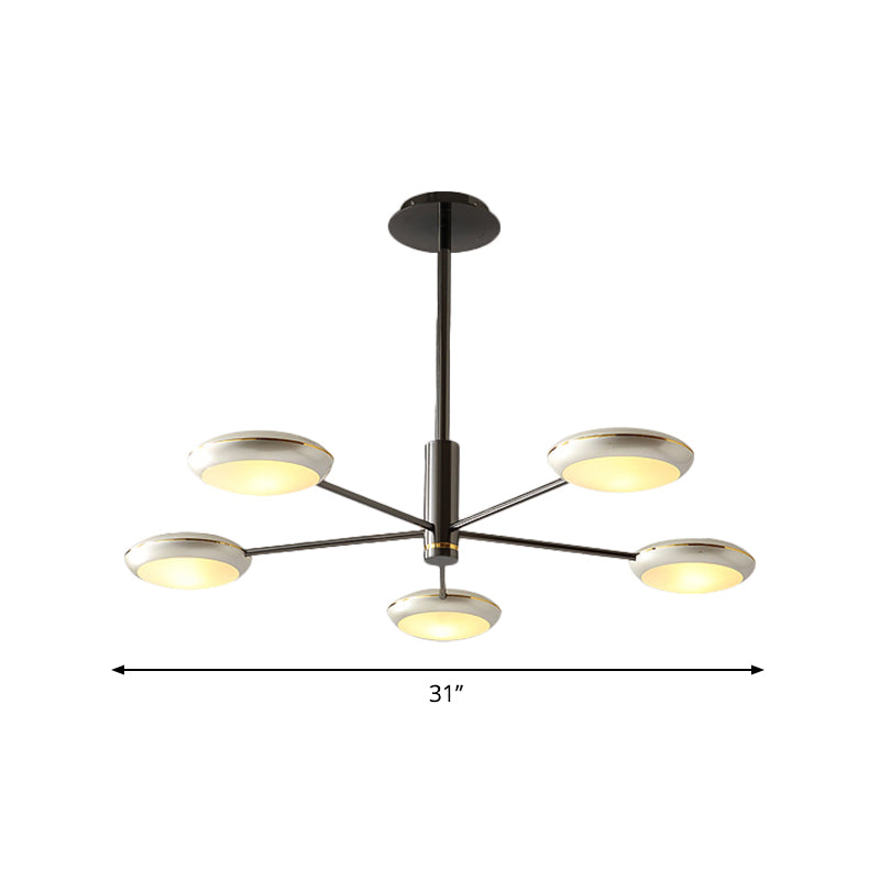 Modern Silver 5-Light Disc Hanging Ceiling Chandelier For Dining Rooms
