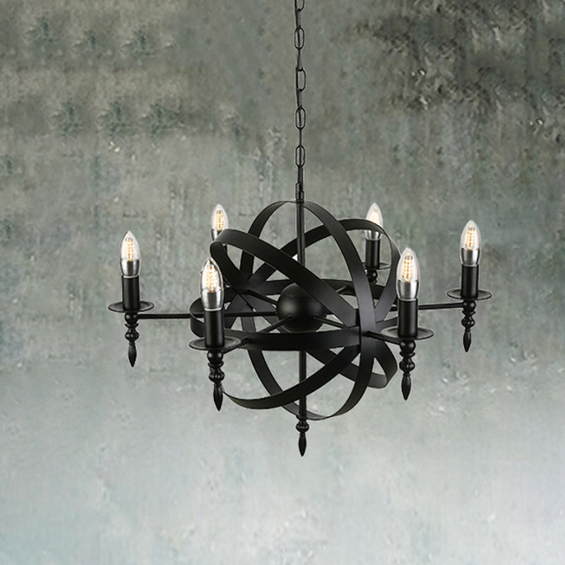 Vintage Style Metal Pendant Chandelier With Candle Design - Orbit Cage 6/8 Lights Indoor Lighting