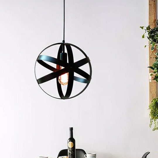 Retro Style Iron Black Orb Ceiling Lighting Dining Living Room Hanging Lamp / 8 Pendant