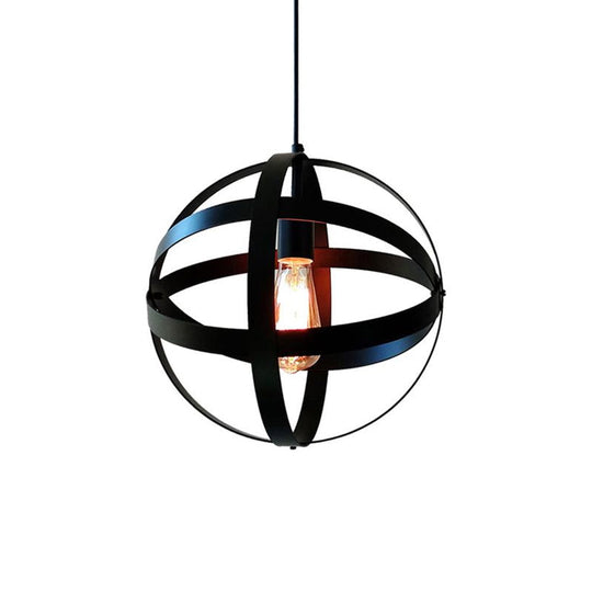 Retro Style Iron Black Orb Ceiling Lighting Dining Living Room Black Hanging Lamp