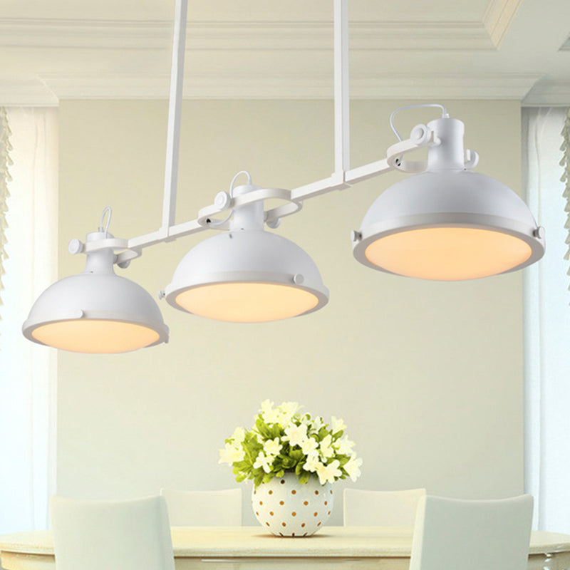 Symmetrical Island Pendant Light - Loft Style Metal Ceiling Lamp With Dome Shade 3 Lights