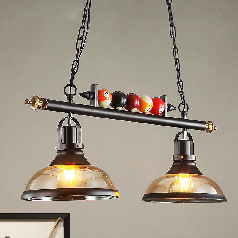 Rustic Black Island Pendant Light Kit: Clear Glass Dome 2/3-Light With Multi-Color Balls 2 /