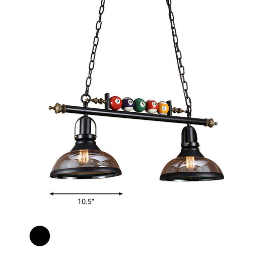 Rustic Black Island Pendant Light Kit: Clear Glass Dome 2/3-Light With Multi-Color Balls