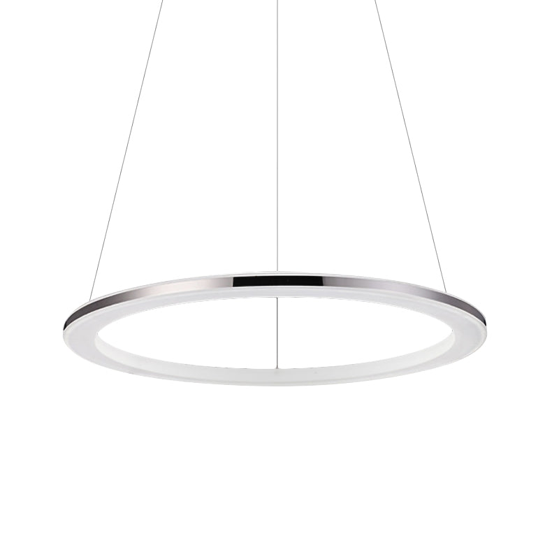 Contemporary Led Acrylic Round Ceiling Pendant Chandelier - 1/2/3-Head Silver Warm/White Light