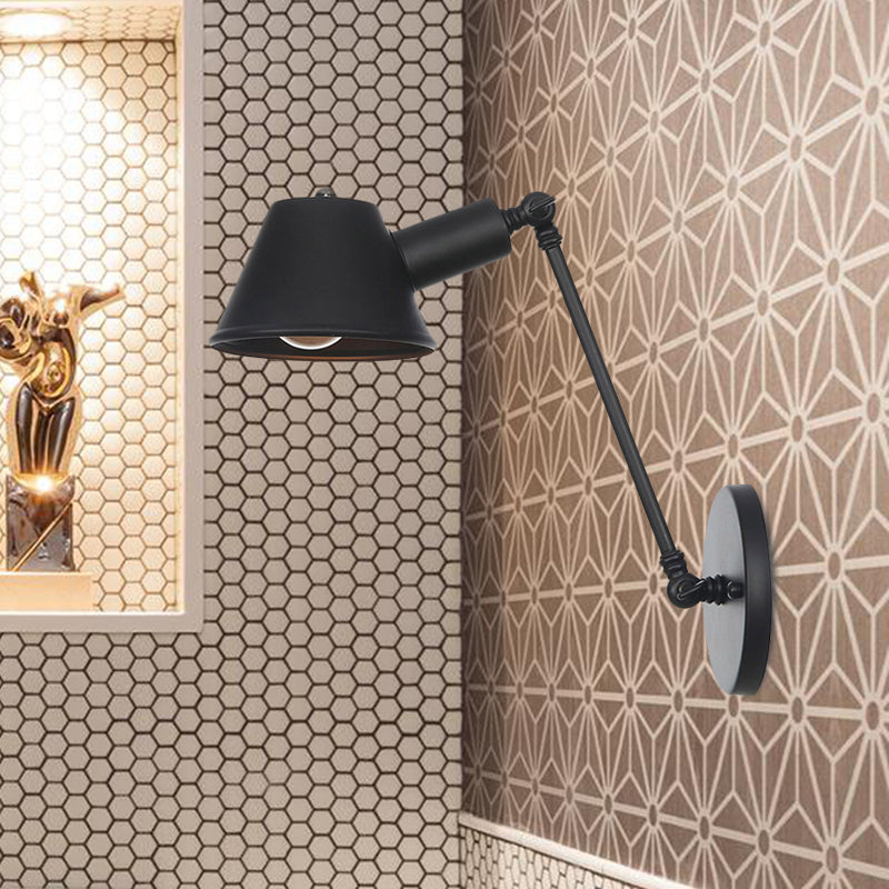 Farmhouse Black Iron Wall Lamp Sconce With Swing Arm - Bell Mount Light Fixture

Note: While It Is