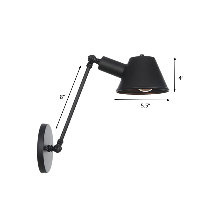 Farmhouse Black Iron Wall Lamp Sconce With Swing Arm - Bell Mount Light Fixture

Note: While It Is