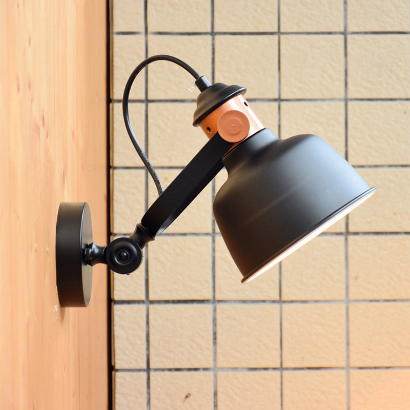 Industrial Black Iron Wall Sconce With Rotatable Handle - Bedside Or Reading Lamp Fixture