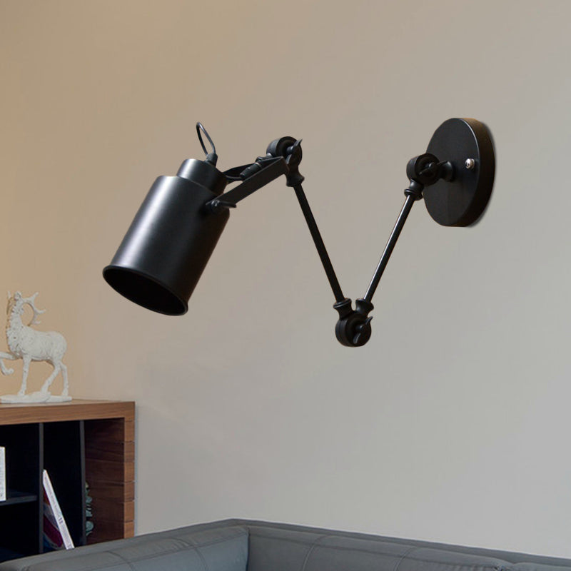 Industrial Iron Swing Arm Wall Sconce Lamp - Black Corridor Lighting