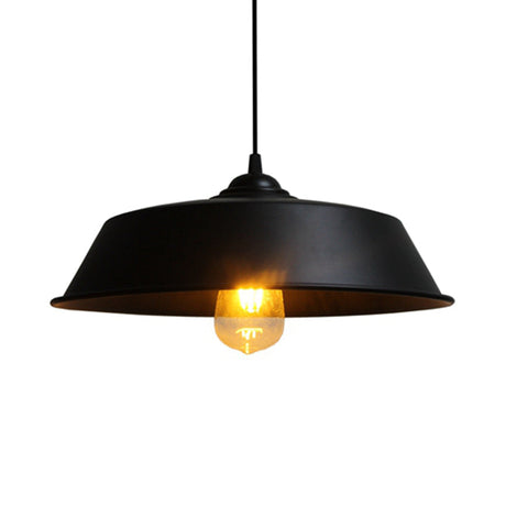 Farmhouse Barn Pendant Lamp - Height Adjustable Black/White Metal Hanging Light For Bars