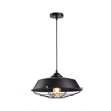 Farmhouse Barn Pendant Lamp - Height Adjustable Black/White Metal Hanging Light For Bars