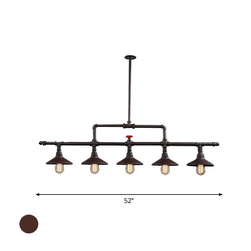 Industrial Style Wrought Iron 3/5 Lights Island Light Fixture for Restaurant