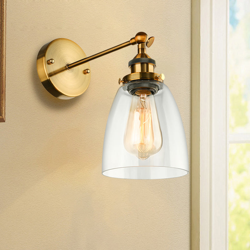 Vintage Style Bronze/Brass/Copper Sconce Light With Clear Glass Shade - Ideal For Living Room