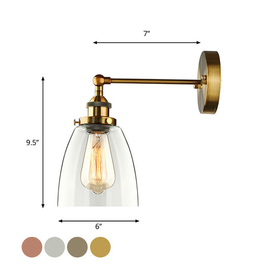 Vintage Style Bronze/Brass/Copper Sconce Light With Clear Glass Shade - Ideal For Living Room