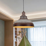 Blue/Rust Metal Barn Pulley Pendant Lamp - 1 Head Ceiling Lighting For Dining Room