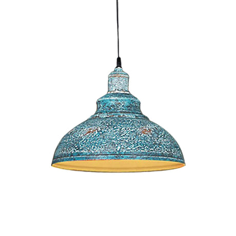 Blue/Rust Metal Barn Pulley Pendant Lamp - 1 Head Ceiling Lighting For Dining Room