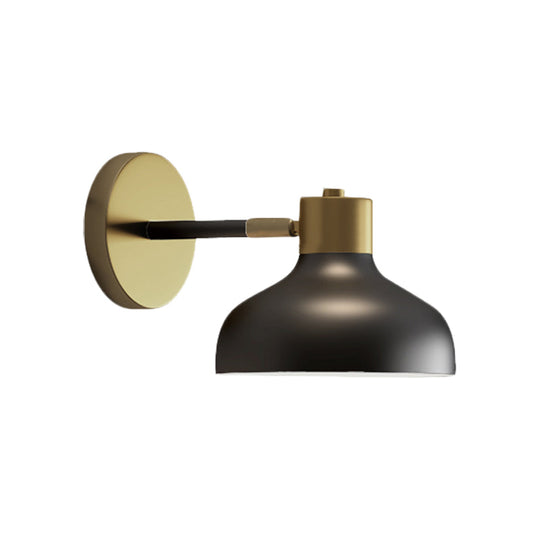 Industrial Metal Barn Sconce Lamp: Black Bedside Wall Mount With Plug-In Cord