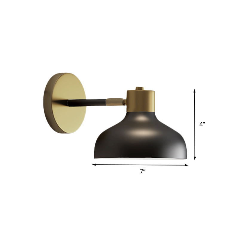 Industrial Metal Barn Sconce Lamp: Black Bedside Wall Mount With Plug-In Cord