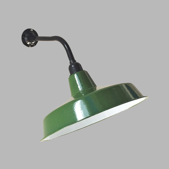 Vintage Metal Barn Shade Wall Sconce With Green Finish 1-Light And 14/16 Width