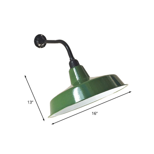 Vintage Metal Barn Shade Wall Sconce With Green Finish 1-Light And 14/16 Width