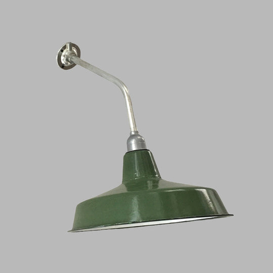 Outdoor Farmhouse Iron Wall Sconce With Bend Arm - 12/14 Wide Green Barn Finish 1 Bulb