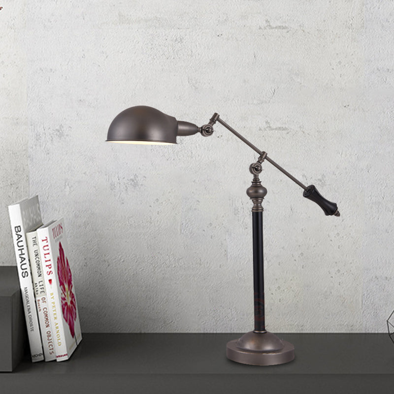 Countryside Swing Arm Reading Lamp - Black Metal 1 Head Dome Shade