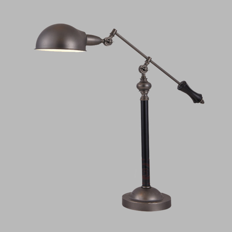 Countryside Swing Arm Reading Lamp - Black Metal 1 Head Dome Shade