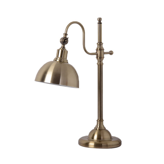 Farmhouse Metal Led Task Lamp: Rotatable Gold Dome With Gooseneck Arm - Ideal For Study Rooms And