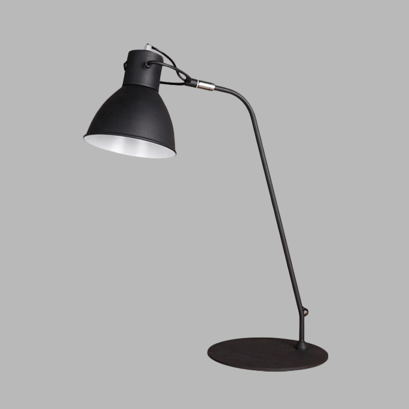 Black Led Task Lamp With Metal Curved Arm And Dome Shade - Perfect For Study Rooms
