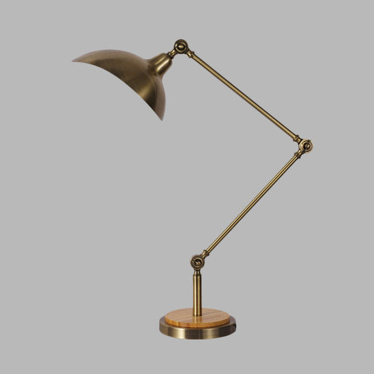 Farmhouse Led Table Lamp In Silver With Swing Arm And Metallic Dome Shade