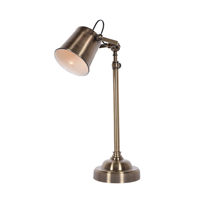 Silver Metallic Bell Adjustable Table Lamp - Antiqued 1-Light For Study Room Or Reading