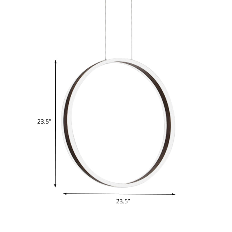 Modernist Ring Hanging Light Kit - Acrylic Dining Room LED Pendant Lamp in Coffee, 16"/23.5" Dia