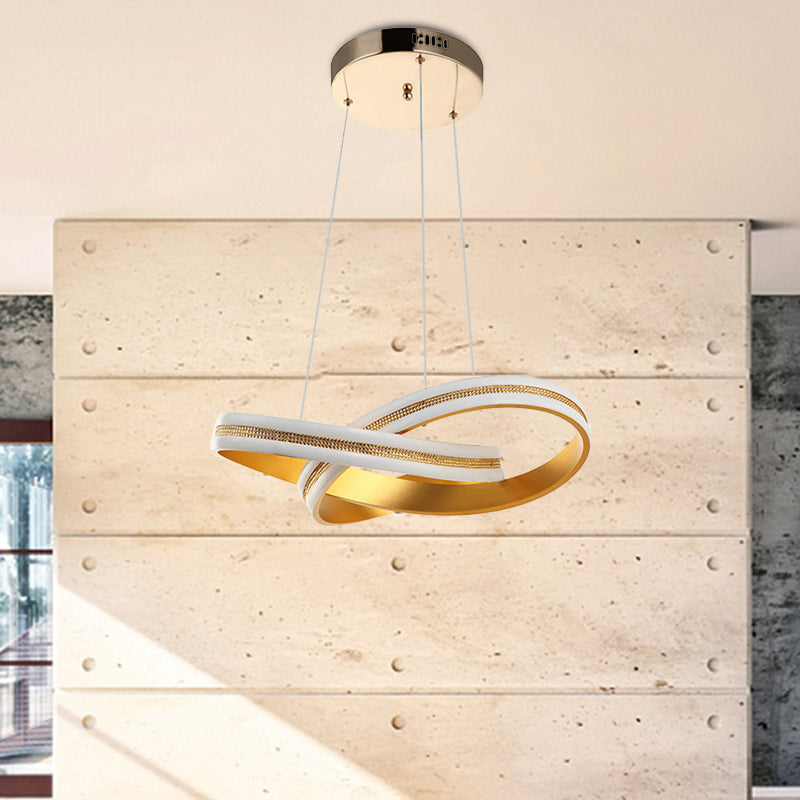 Modern Gold Twisting Led Chandelier Pendant Light With Warm/White Acrylic