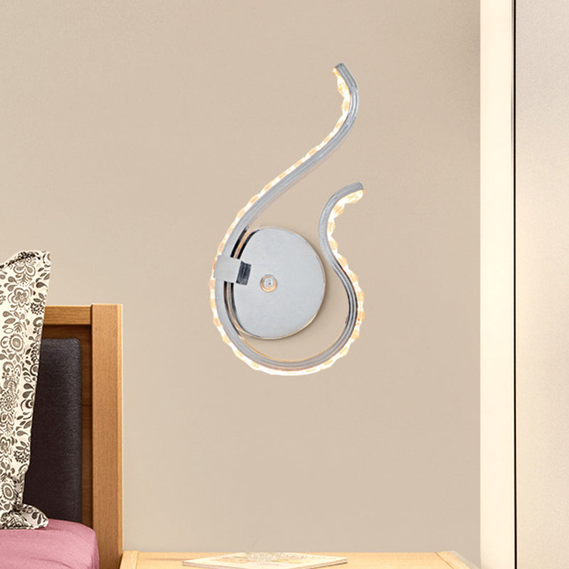 Modern Chrome Twist Wall Light Sconce With Led Bedside Lamp - Warm/White