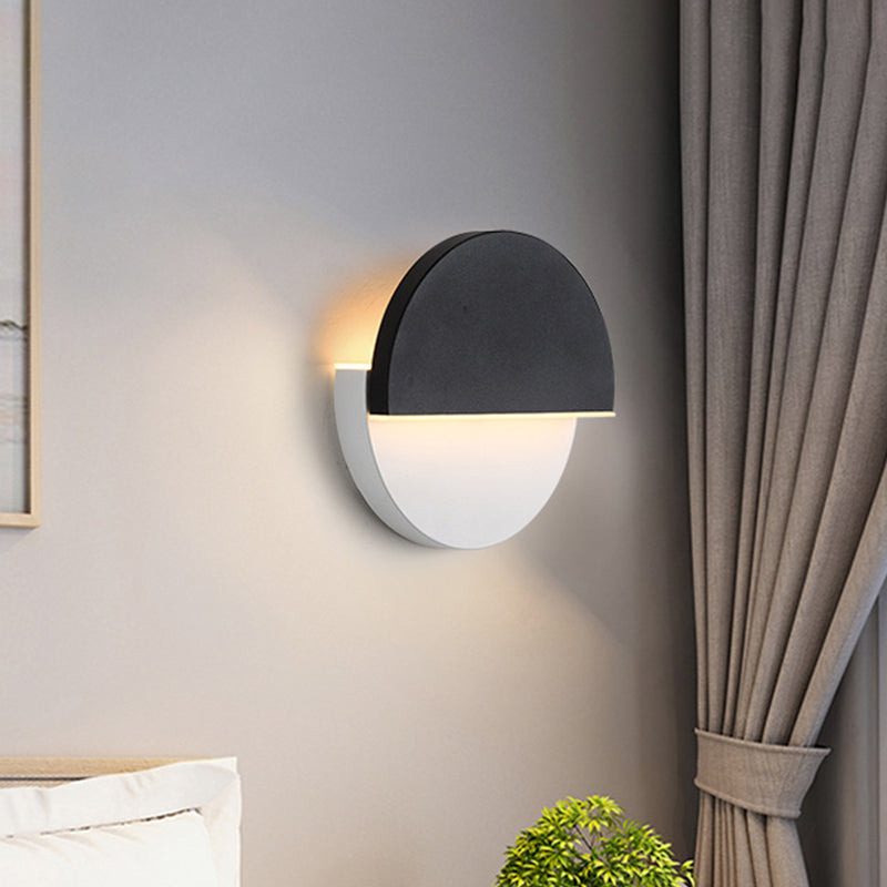 Modern Double Semicircle Led Wall Lamp Sconce Black And White Black-White