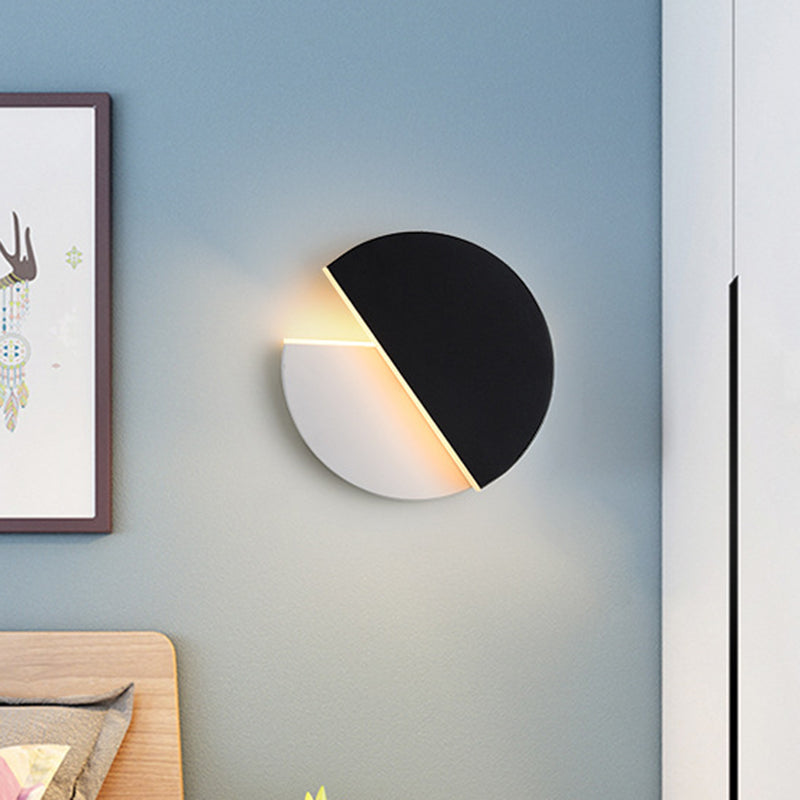 Modern Double Semicircle Led Wall Lamp Sconce Black And White
