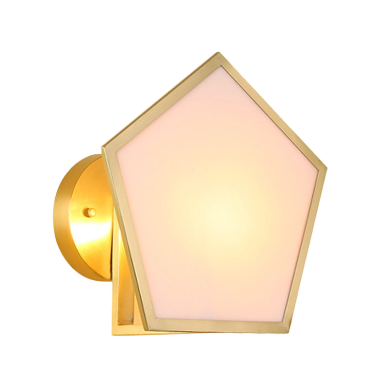 Modern Pentagon Metal Wall Sconce With Acrylic Shade - Brass Finish