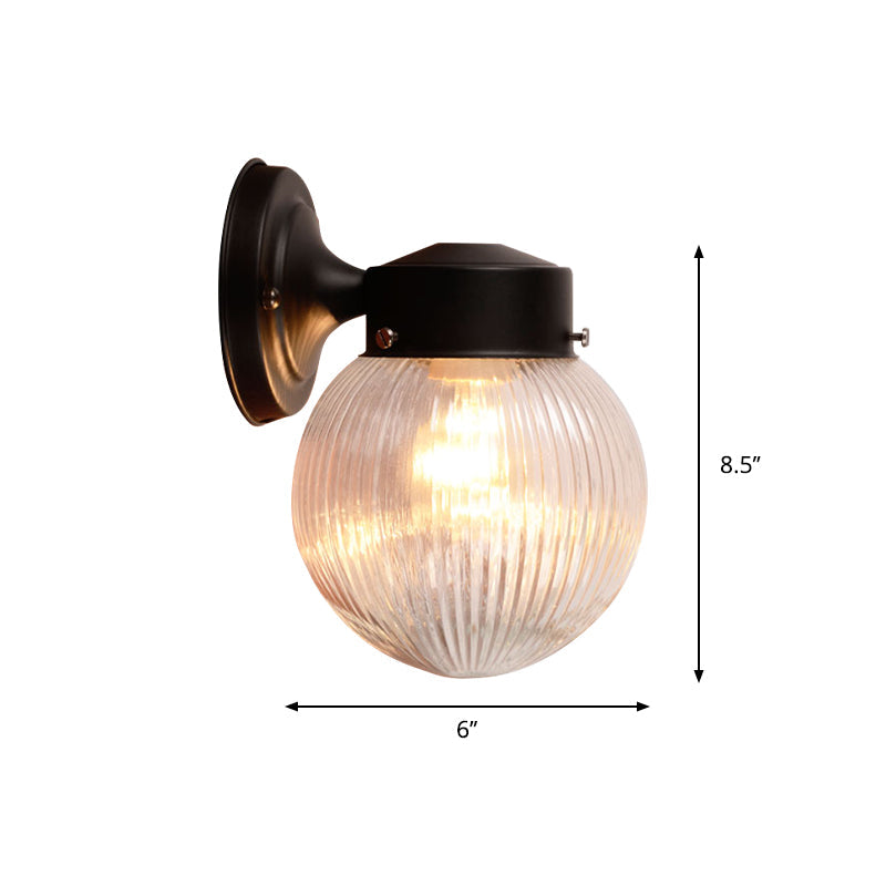 Vintage Globe Wall Sconce With White/Clear Glass Shade - Ideal For Bathrooms