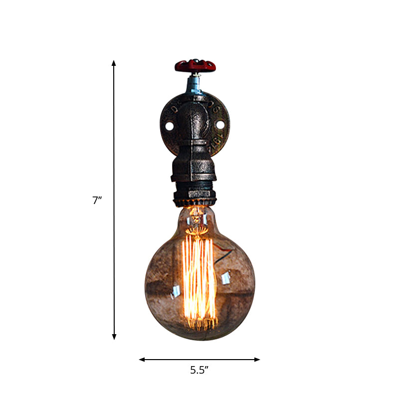 Rustic Copper Piped Wall Lamp - Decorative Gauge/Valve Design 1 Light Living Room Mount
