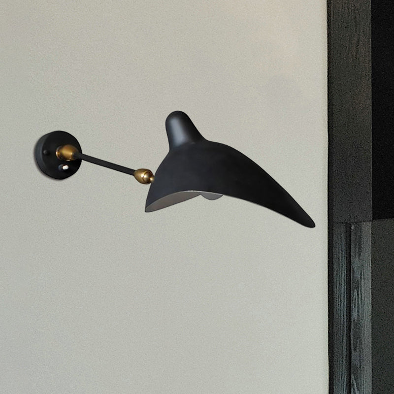Modern 1/3-Light Duckbill Wall Sconce With Black Metallic Shade Adjustable Living Room Lamp 1 /