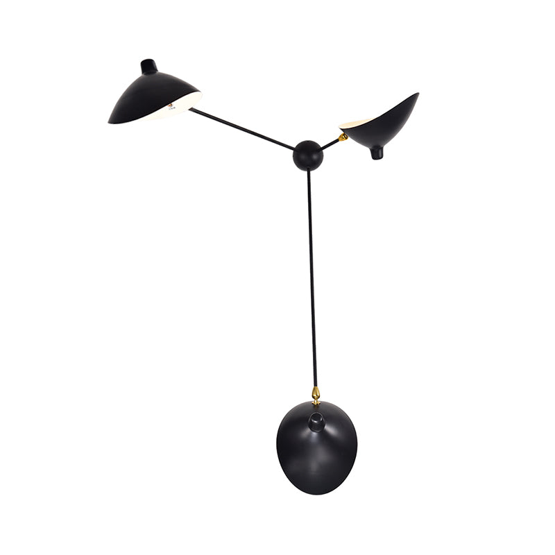 Modern 1/3-Light Duckbill Wall Sconce With Black Metallic Shade Adjustable Living Room Lamp