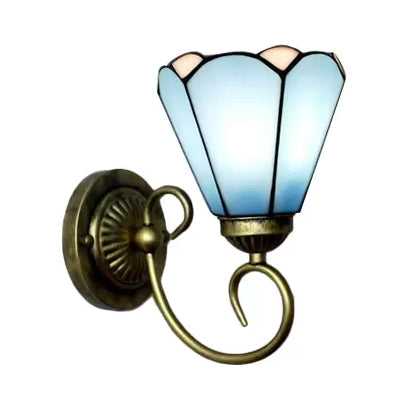 Tiffany Style Stained Glass Mini Wall Sconce For Bedroom With Single Light
