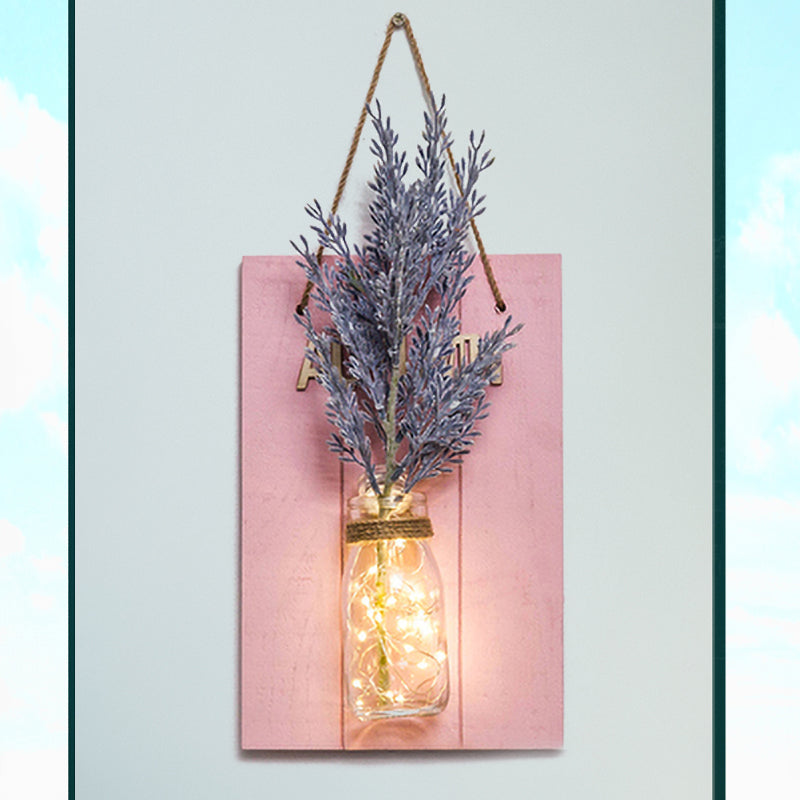 Rustic Glass Jar Twinkle String Lights In Pink For Cafe Restaurants / Branch