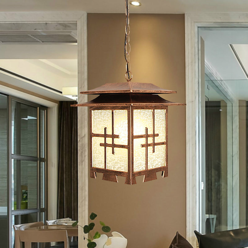 Lodges Passage 1-Light Ceiling Pendant With Snowflake Glass Shade In Coffee
