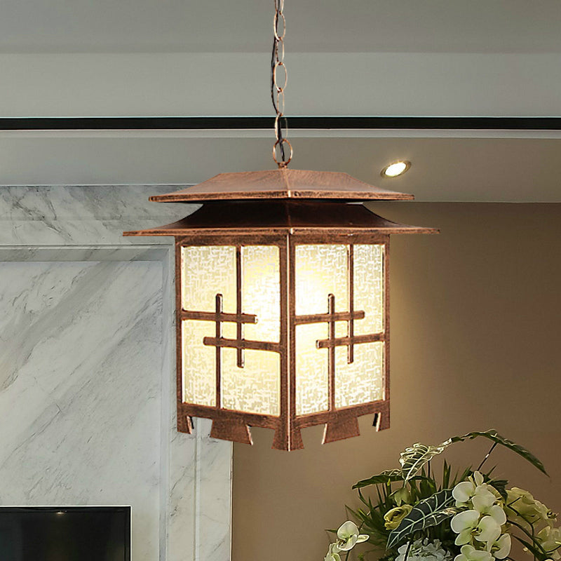 Lodges Passage 1-Light Ceiling Pendant With Snowflake Glass Shade In Coffee