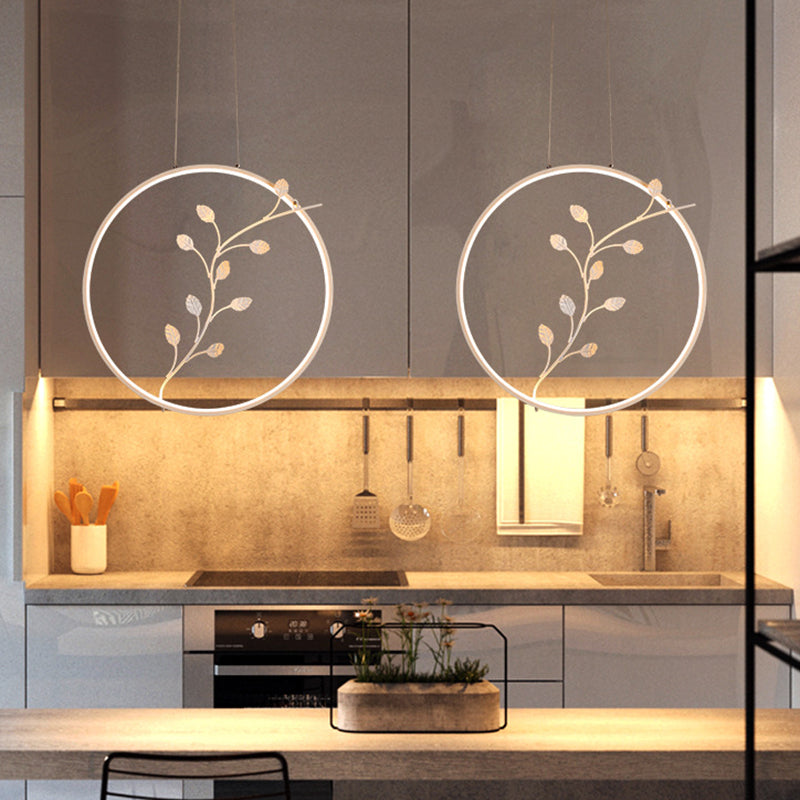 Minimalist LED Acrylic Hanging Light with Branch Décor - Warm/White Light Suspension Lamp