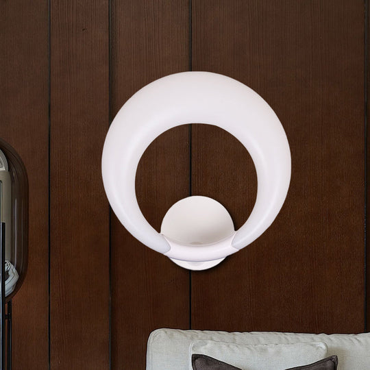 Nordic Style Led Bedside Wall Sconce - White/Black Crescent Moon Acrylic Shade White